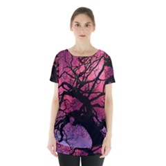 Trees Silhouette Sky Clouds Sunset Skirt Hem Sports Top by Wegoenart