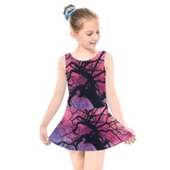 Trees Silhouette Sky Clouds Sunset Kids  Skater Dress Swimsuit by Wegoenart