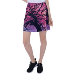 Trees Silhouette Sky Clouds Sunset Tennis Skirt