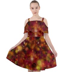 Star Abstract Background Wallpaper Cut Out Shoulders Chiffon Dress