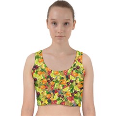 Background Pattern Structure Fruit Velvet Racer Back Crop Top by Wegoenart