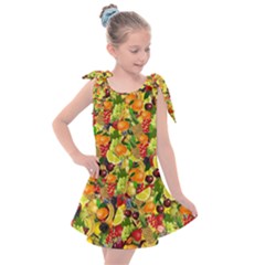 Background Pattern Structure Fruit Kids  Tie Up Tunic Dress by Wegoenart