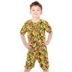 Background Pattern Structure Fruit Kids  Tee And Shorts Set by Wegoenart