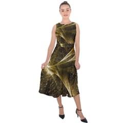 Quantum Physics Wave Particles Midi Tie-back Chiffon Dress by Wegoenart