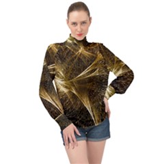 Quantum Physics Wave Particles High Neck Long Sleeve Chiffon Top by Wegoenart