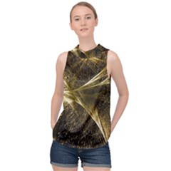 Quantum Physics Wave Particles High Neck Satin Top by Wegoenart