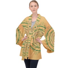 Mandalas Flower Mandalas Flowers Long Sleeve Velvet Kimono  by Wegoenart