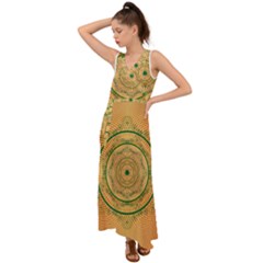 Mandalas Flower Mandalas Flowers V-neck Chiffon Maxi Dress