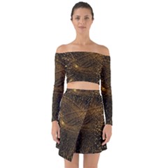 Quantum Physics Wave Particles Off Shoulder Top With Skirt Set by Wegoenart