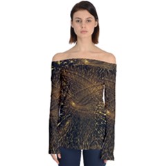 Quantum Physics Wave Particles Off Shoulder Long Sleeve Top by Wegoenart