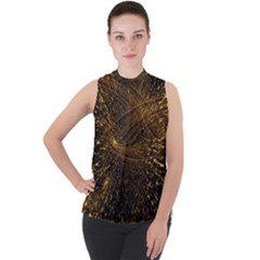 Quantum Physics Wave Particles Mock Neck Chiffon Sleeveless Top by Wegoenart