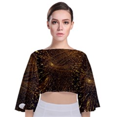 Quantum Physics Wave Particles Tie Back Butterfly Sleeve Chiffon Top by Wegoenart