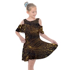 Quantum Physics Wave Particles Kids  Shoulder Cutout Chiffon Dress by Wegoenart