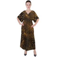 Quantum Physics Wave Particles V-neck Boho Style Maxi Dress