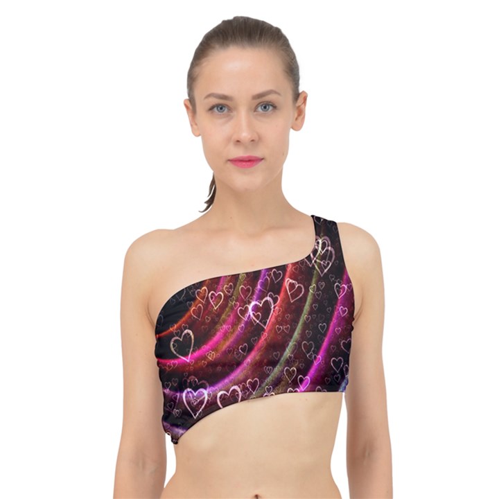 Bokeh Heart Love Romance Spliced Up Bikini Top 