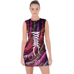 Bokeh Heart Love Romance Lace Up Front Bodycon Dress