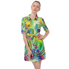 Wallpaper Pattern Colorful Color Belted Shirt Dress