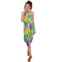 Wallpaper Pattern Colorful Color Waist Tie Cover Up Chiffon Dress