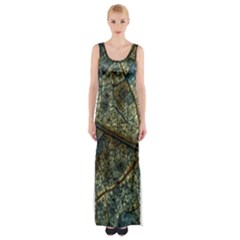 Leaf Leaves Fall Foliage Structure Thigh Split Maxi Dress by Wegoenart