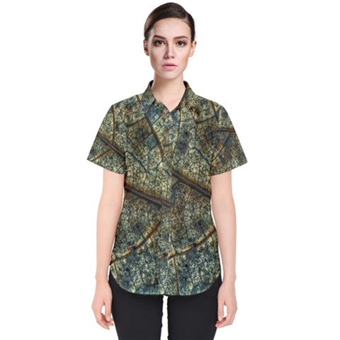 Leaf Leaves Fall Foliage Structure Women s Short Sleeve Shirt by Wegoenart