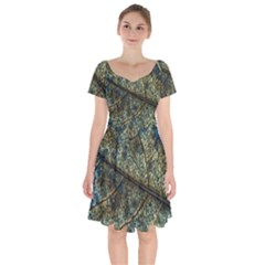 Leaf Leaves Fall Foliage Structure Short Sleeve Bardot Dress by Wegoenart