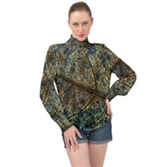 Leaf Leaves Fall Foliage Structure High Neck Long Sleeve Chiffon Top by Wegoenart