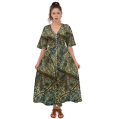 Leaf Leaves Fall Foliage Structure Kimono Sleeve Boho Dress