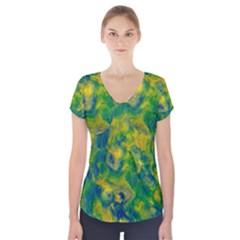 Abstract Texture Background Color Short Sleeve Front Detail Top by Wegoenart