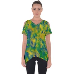 Abstract Texture Background Color Cut Out Side Drop Tee by Wegoenart