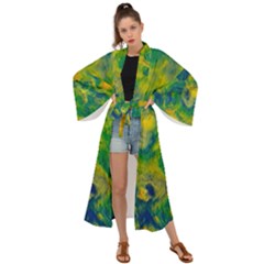 Abstract Texture Background Color Maxi Kimono