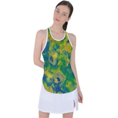 Abstract Texture Background Color Racer Back Mesh Tank Top