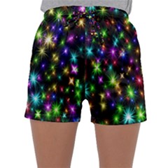 Star Colorful Christmas Abstract Sleepwear Shorts by Wegoenart