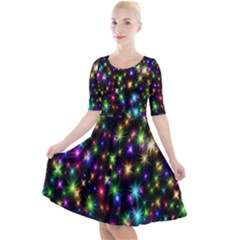 Star Colorful Christmas Abstract Quarter Sleeve A-line Dress by Wegoenart