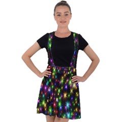 Star Colorful Christmas Abstract Velvet Suspender Skater Skirt by Wegoenart