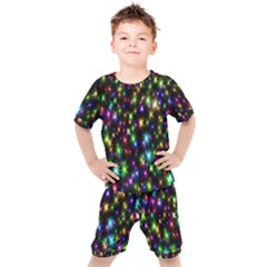 Star Colorful Christmas Abstract Kids  Tee And Shorts Set by Wegoenart