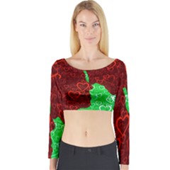 Love Lovers Romance Background Long Sleeve Crop Top by Wegoenart