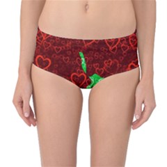 Love Lovers Romance Background Mid-waist Bikini Bottoms by Wegoenart