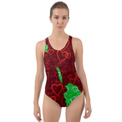 Love Lovers Romance Background Cut-out Back One Piece Swimsuit by Wegoenart