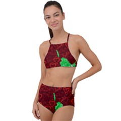 Love Lovers Romance Background High Waist Tankini Set by Wegoenart