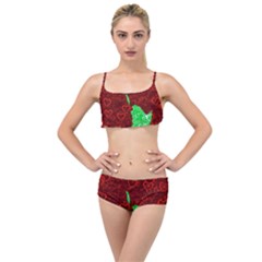 Love Lovers Romance Background Layered Top Bikini Set by Wegoenart