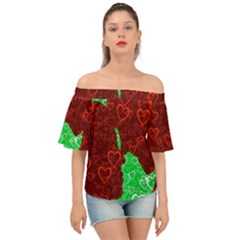 Love Lovers Romance Background Off Shoulder Short Sleeve Top