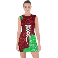 Love Lovers Romance Background Lace Up Front Bodycon Dress