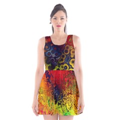 Color Abstract Colorful Art Scoop Neck Skater Dress by Wegoenart