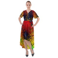 Color Abstract Colorful Art Front Wrap High Low Dress