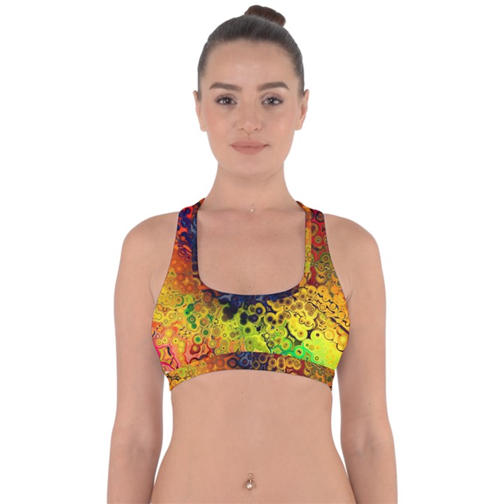 Color Abstract Colorful Art Cross Back Hipster Bikini Top 