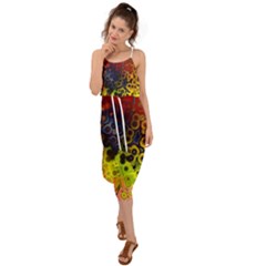 Color Abstract Colorful Art Waist Tie Cover Up Chiffon Dress