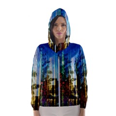 Skyline Frankfurt Christmas Star Women s Hooded Windbreaker