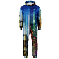 Skyline Frankfurt Christmas Star Hooded Jumpsuit (men)  by Wegoenart