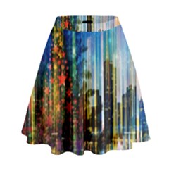 Skyline Frankfurt Christmas Star High Waist Skirt by Wegoenart