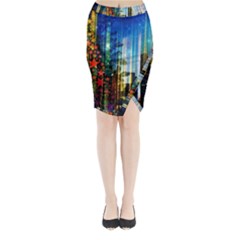 Skyline Frankfurt Christmas Star Midi Wrap Pencil Skirt